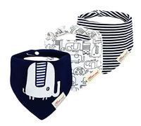 CuteOn Bebé Babear Baberos, unisex 3-Pack absorbente algodón, Triángulo Babero con broches de presión para regalo Boys & Girls - Surtido (31 RoyalBlue Elephant)