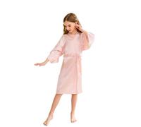 CuteOn Niños Niña Robe Satin Vestido de niña Albornoz de Seda para niños Color Puro Robe Albornoz Ropa de Dormir SPA natación cumpleaños 11-13Y