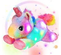 Cuteoy Colorido LED Unicornio Peluche con función de luz nocturna colorida, peluche luminoso que brilla en la oscuridad, peluche unicornio fiesta de cumpleaños para niños, niñas, arco iris, 14