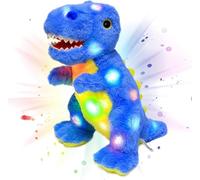 Cuteoy Peluche de dinosaurio azul con luces LED, para cumpleaños, Navidad, T-Rex, regalo para niños y niñas pequeñas, 12.5 pulgadas