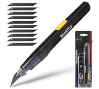 Cúter Beaditive de alta precisión, de hoja con punta en 30 grados; ideal para trabajos artísticos, manualidades y modelismo (1 cuchillo negro, 10 hojas negras)