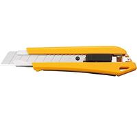 Cúter con bloqueo automático, contenedor de cuchillas y troceador, ideal para cortes precisos y seguros en manualidades y trabajos de oficina.
