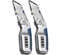 Cúter de Caja de Metal Resistente con Cierre de Apertura Rápida, Navaja Multiusos de Bolsillo Plegable con Clip for Cinturón(*2)