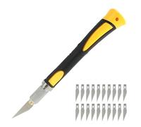 Cúter de Precisión para Manualidades con 10 Cuchillas de Acero al Carbono,Película de Aceite, Mango Ergonómico de Goma Antideslizante,para Modelismo, Arte y Tallado - Herramienta de Corte Profesional