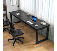 Cuter - Escritorio doble para estudio de 100/120/140/160 x 60 x 75 cm, esquinas redondeadas, parte superior de 2,5 cm de grosor, capacidad de carga de 150 kg, piel de oficina en casa (negro, 140 cm)