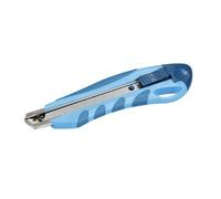 Cúter - herramienta de corte con mango engomado, hoja de 18 mm, diseño ergonómico y antideslizante, ideal para precisión y comodidad.