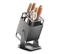 Cúter Holder, 9 ranuras de almacenamiento con bandeja de drenaje y diseño giratorio, 30 grados Cutter Storage Rack para cocina, función de limpieza fácil, herramienta organizadora, accesorio práctico