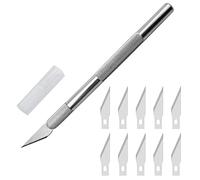 Cuter Manualidades Precision, Cutter Modelismo Profesional de Acero Inoxidable con 10 Cuchillas de Recambio, Cuchillo Artesanal para Cortar y Tallar
