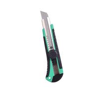 Cuter retráctil 18mm, acero inoxidable, antideslizante, ergonómico, con bloqueo, ideal para cortes precisos y trabajos manuales.