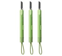 Cúter Retráctil, Juego de Cuchillos Multiusos, Mangos de Colores Vivos con Hojas de Acero Inoxidable for Entrega Urgente de Paquetes y Uso en La Oficina(Green,3把)
