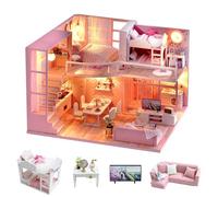 CUTEROOM Casa de muñecas Miniatura Casa de muñecas de Madera en Kit con Muebles y música Modelo para niñas y niños