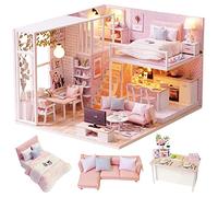 CUTEROOM Casa en Miniatura para Construir, Miniatura con Muebles de Casa de Muñecas, Kit DIY Dollhouse de Madera así como Movimiento de la Música