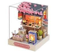 CUTEROOM DIY Mini Dollhouse Wooden Furniture Kit, casa pequeña con Caja de música para Montar Juguetes Regalos de cumpleaños (Sakura)