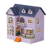 CUTEROOM Kit de Casa de Muñecas en Miniatura DIY Con Muebles y Luces LED, Habitación Hecha a Mano para Adolescentes y Adultos (Happy House)