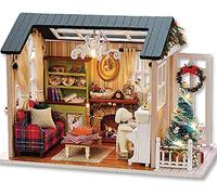 CUTEROOM - Kits de casa en Miniatura con Muebles y Luces LED, Kits de casa de muñecas de Madera 3D a Partir de 14 años para Construir para Adolescentes y Adultos, cumpleaños Feliz (casa Retro de