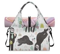 Cutes Sleeping Sloths - Bolsa deportiva de lona para mujeres y hombres, perezosos de dibujos animados, bolsa de fin de semana con compartimento para zapatos, bolsa de hombro para yoga, gimnasio,