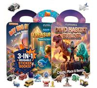 Cutesora Pack de 3 Libros de Pegatinas Reutilizables 3D, Sticker Book