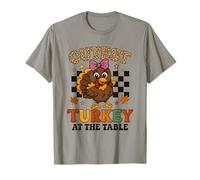 Cutest Turkey at The Table Leopard Bow Thanksgiving for Kids Camiseta