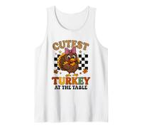 Cutest Turkey at The Table Leopard Bow Thanksgiving for Kids Camiseta sin Mangas