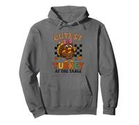 Cutest Turkey at The Table Leopard Bow Thanksgiving for Kids Sudadera con Capucha