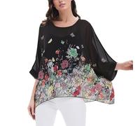 CuteSwan Blusa de gasa con estampado bohemio de verano para mujer, cuello en V, túnica para leggings, camisetas casuales, #Mariposas florales, talla única