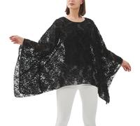 CuteSwan Blusa tipo caftán para mujer, de gasa, con mangas de murciélago, informal, holgada, estilo caftán, #Daisy Tassel-black, talla de un talla grande