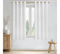 CUTEWIND Cortinas Blancas Cortas Translucidas Lino para Ventanas Cocina 140x180 CM Cortinas Salon Modernas 2 Piezas Cortina Blanca Visillo con Ojales para Dormitorio Comedor Habitacion