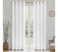 CUTEWIND Cortinas Blancas de Lino Translucidas con Ojales Dormitorio Matrimonio Cortina Visillo de Salon 2 Piezas Originales Cortinas para Ventanas Comedor Modernas, 140x225 CM