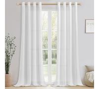 CUTEWIND Cortinas Lino Translucidas de Salon 2 Piezas Modernas Cortinas y Visillos Dormitorio Juvenil Blancas Cortina Visillo con Ojales para Ventana Habitacion Matrimonio Comedor, 140x300 CM