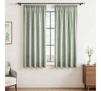 CUTEWIND Cortinas Salon Modernas 2 Piezas Lino Verde Salvia Cortinas Cortas Cocina para Riel con Cinta Fruncidora 140cm Ancho x 170cm Alto, Visillo Translucido para Habitacion Infantiles Niña