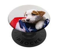 Cutey Dog - Bandera Estadounidense para Hombres, niños, Mujeres y niñas PopSockets PopGrip Adhesivo