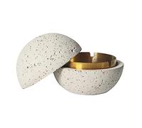 Cutfouwe Cubo de basura con tapa de hormigón + acero inoxidable Φ12.5 cm x alto 10.8 cm -impermeable/resistente al viento, blanco