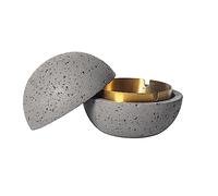Cutfouwe Cubo de basura con tapa de hormigón + acero inoxidable Φ12.5 cm x alto 10.8 cm -impermeable/resistente al viento, gris