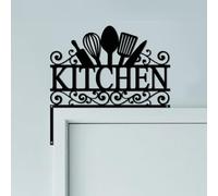 CUTHOLLOW Adorno de Marco de Puerta de Cocina en Metal, Decoración Mural Negra para Puerta, Arte Decó Original de Esquina de Portal para Habitación Infantil, Casa, Baño, Dormitorio