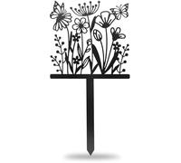 CUTHOLLOW Grande Etiqueta de Jardín de 75CM Flores Silvestres y Mariposas - Resistente a la Intemperie - Original Marcador de Jardín, Etiqueta de Metal Gruesa para Plantas, Exterior, Maceta