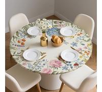 CUTHOLLOW Mantel redondo ajustable con diseño de mariposas y libélulas, con elástico, resistente a las arrugas, impermeable, protector de mesa para picnic, fiesta, camping, tamaño grande (se adapta a