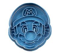 Cuticuter Mario Bros Cortador de Galletas, Diseño Mario Cara, Plástico, Azul, 8x7x1.5 cm