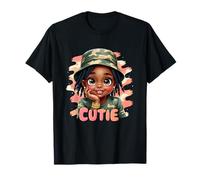 Cutie Loc'd Chica Con Camo Sombrero Locs Juneteenth Chica Negra Camiseta