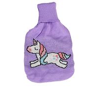 CUTIECLUB Botella de agua caliente PVC 1L Bolsa de agua caliente con cubierta de punto de Navidad para alivio del dolor seguro y pies de mano más cálido unicornio rosa
