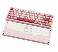 CutiePcs Teclado mecánico WOBKEY Zen 65, carcasa de aluminio CNC de liberación rápida, intercambiable en caliente, trimodo (BT/2,4G/USB-C), iluminación RGB, QMK/VIA, compatible con Mac y Windows (rosa