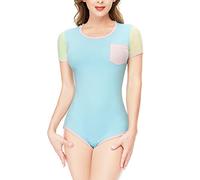 CutiePlusU - Body de algodón con botones en la entrepierna para adulto pijama de una pieza estilo de empalme color Azul L