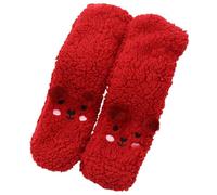 CutiePlusU Calcetines Peludos Graciosos 3D con Diseño de Animales - Ultra Ligeros, Abrigados y Antideslizantes,Red