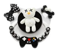 CutiePlusU Chupete de tamaño adulto para adultos, hecho a mano, chupetes para adultos, escudo grande, oso blanco