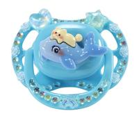 CutiePlusU Chupete de tamaño adulto para adultos, hecho a mano, escudo grande, jinete ballena, azul