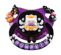 CutiePlusU Chupete para adultos tamaño adulto, hecho a mano, escudo grande, calabaza y gatito morado