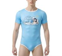 CutiePlusU Mono de Algodón para Hombre con Botones en la Entrepierna - Body de Una Pieza para Adultos con Estampado - Pêche au pingouin XS
