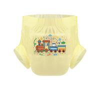CutiePlusU Pañales para adultos 3 unidades, superficie seca, máxima absorción durante la noche, pañal desechable para incontinencia - Kawaii Kitten in Train Yellow (L37"-47")