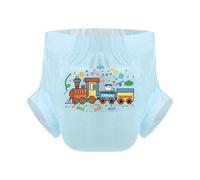 CutiePlusU Pañales para adultos 3 unidades, superficie seca, máxima absorción durante la noche, pañales desechables para incontinencia - Kawaii Kitten in Train Blue (L37"-47")