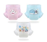 CutiePlusU Pañales para adultos 9 unidades, superficie seca, máxima absorción durante la noche, pañal desechable para incontinencia - White Toddler/Pink Kitty/Blue Penguin（M 71-96CM)