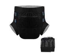 CutiePlusU Pañales para Adultos Paquete de 2 Bragas Desechables para Incontinencia con Cintas para Hombres y Mujeres, Absorción Máxima para Uso Nocturno - Negro（Medium 28"-38"）